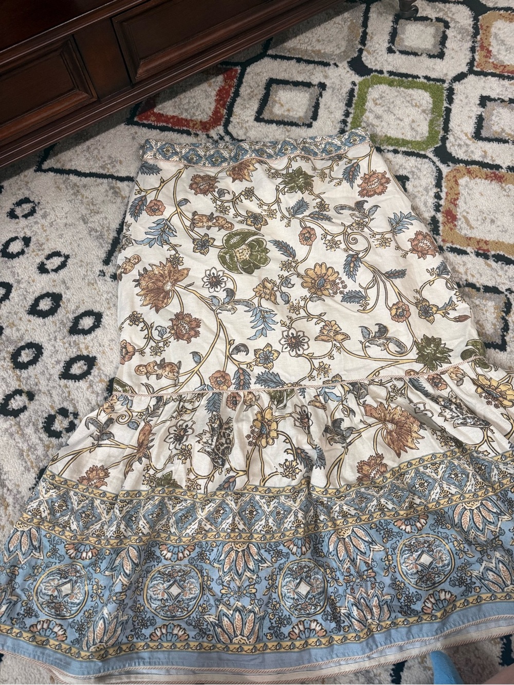 House of Harlow 1960 Floral Print Skirt in Blue, Yellow, Cream